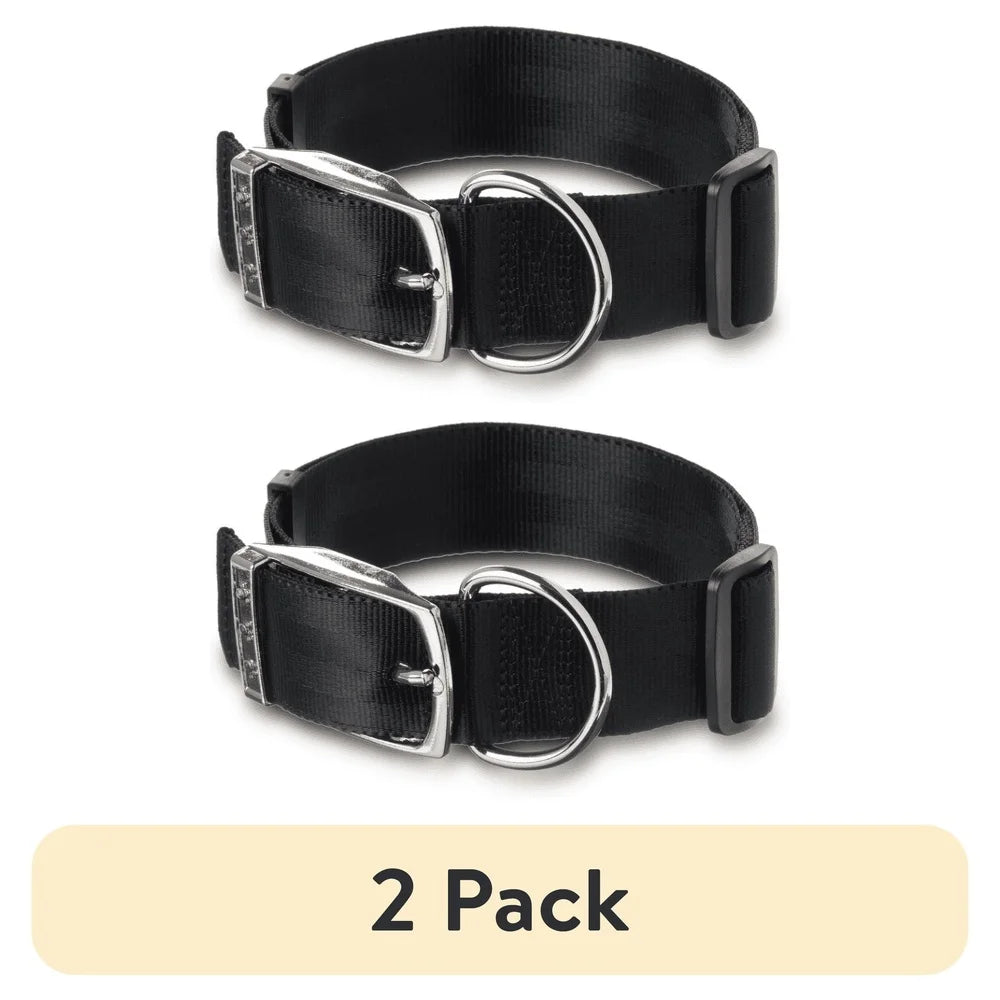Extra Large Dog Collar 2 Pack Adjustable Solid Polyester with Metal Buckle D-Ring Leash Attachment Ideal Large Breeds