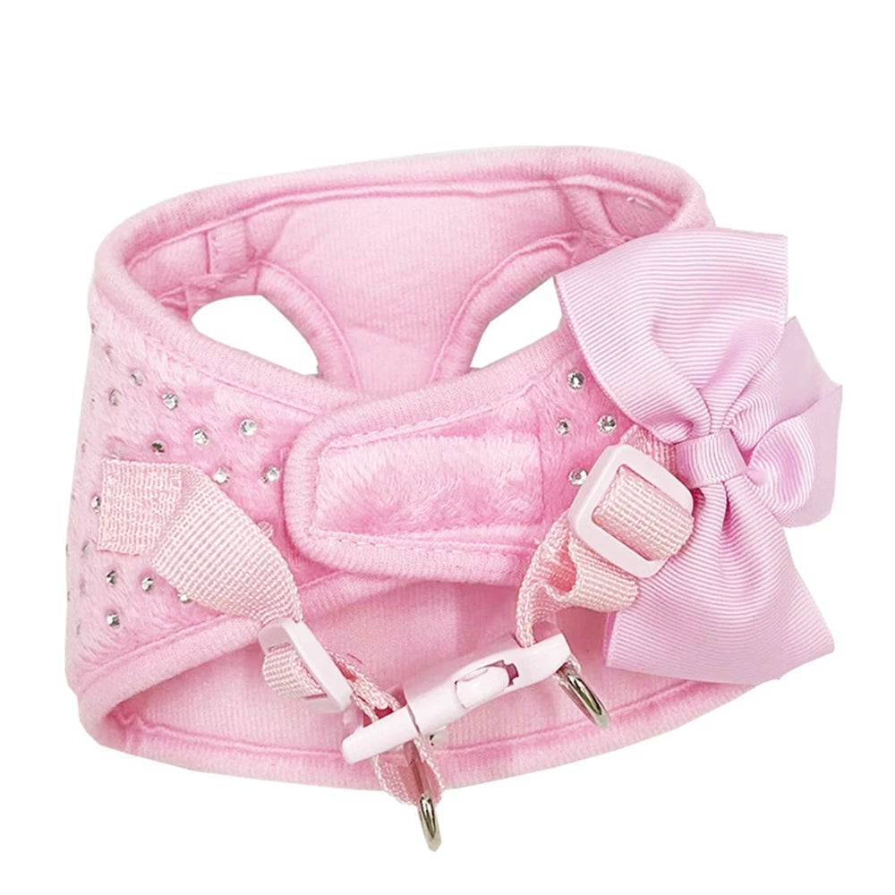 Soft Breathable Dog Chest Harness Vest Small Diamond Decoration Harness for Dogs Pets Collar Pets Chest Strap Leash