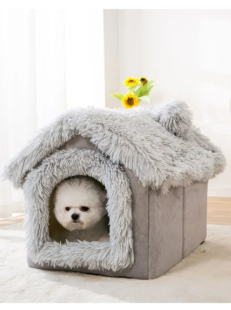 Dog Kennel Indoor Soft Comfortable Puppy House Removable Small Dog Bed Cave Winter Warm Pet Sleeping Mat Portable