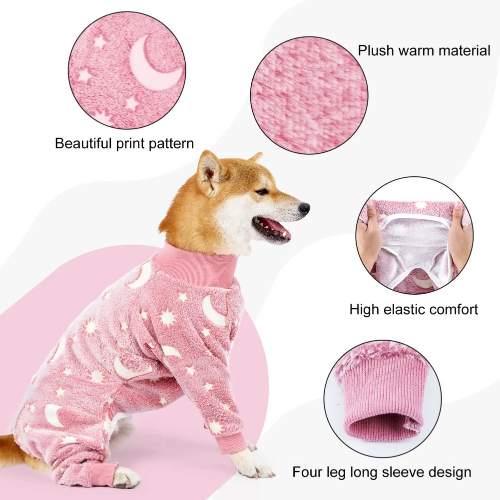 Winter Pet Dog Jumpsuit Clothes Warm Fleece Puppy Dog Pajamas Pet Overalls Costumes For Small Medium Large Dogs French Bulldog