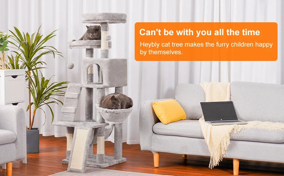 Cat Tree, Cat Tower for Indoor Cats,Multi-Level Cat Furniture Condo for Cats with Padded Plush Perch, Cozy Basket