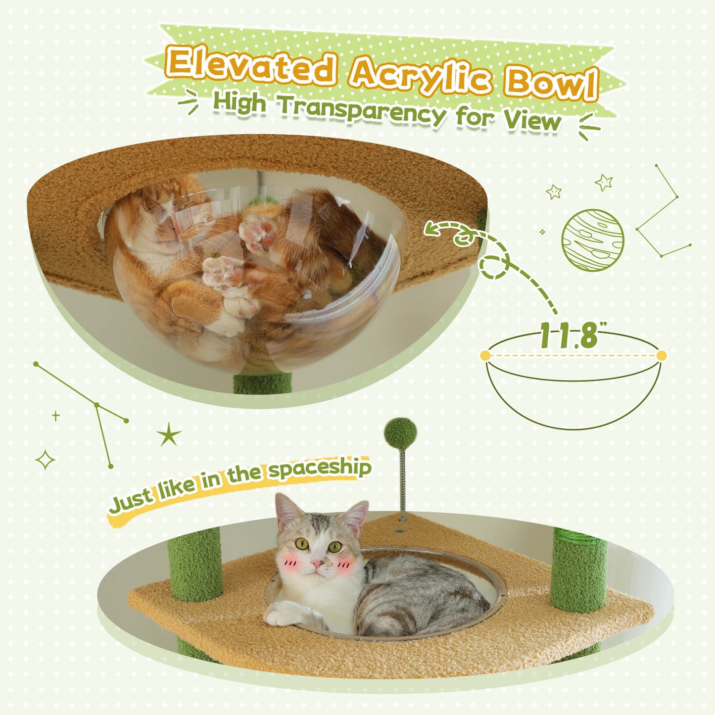 Adjustable Height Tall Cat Tree with Sisal Scratching Posts Spacious Condo Large Hammock Multi-Level Cat Tower Cat Accessories