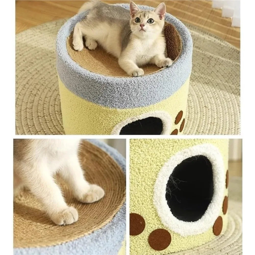 Masterpiece  Cat Climbing Frame Cat Shelter Winter Warm Double-Layer Sisal Closed Safe House Cat Bed for Cats and Kittens to Sle