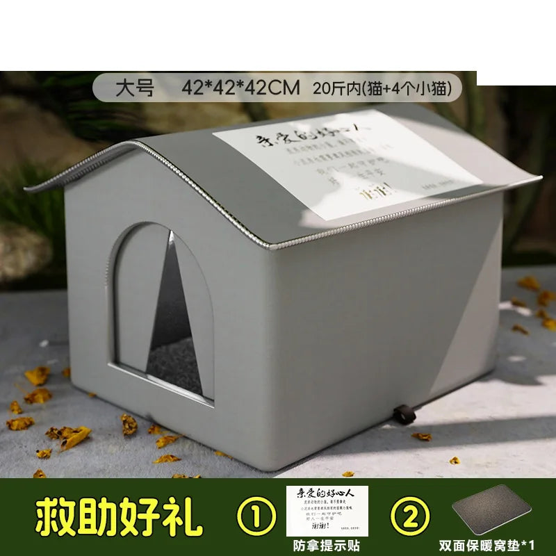 Cat Nest Waterproof Stray Cat House Winter Warm Cat House Weatherproof and Insulated Feral Cat House Cave for Winter Protection