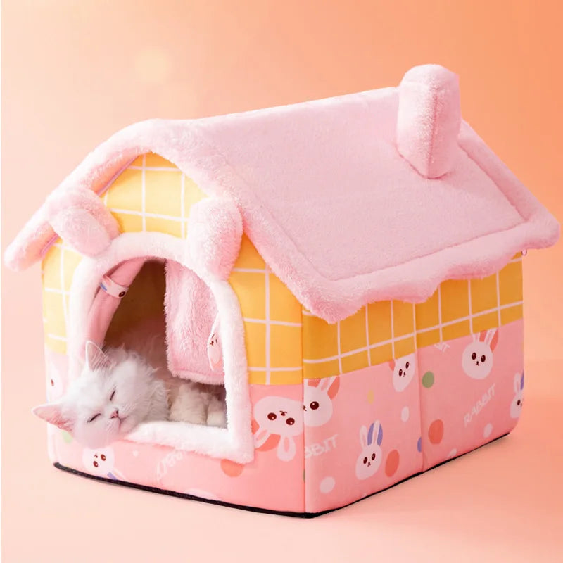 Dog Kennel Indoor Soft Comfortable Puppy House Removable Small Dog Bed Cave Winter Warm Pet Sleeping Mat Portable