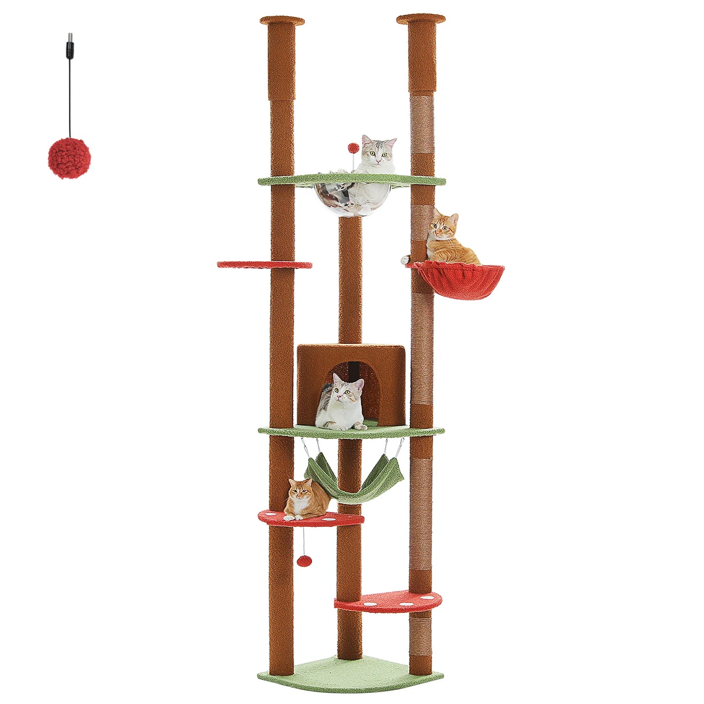 Adjustable Height Tall Cat Tree with Sisal Scratching Posts Spacious Condo Large Hammock Multi-Level Cat Tower Cat Accessories