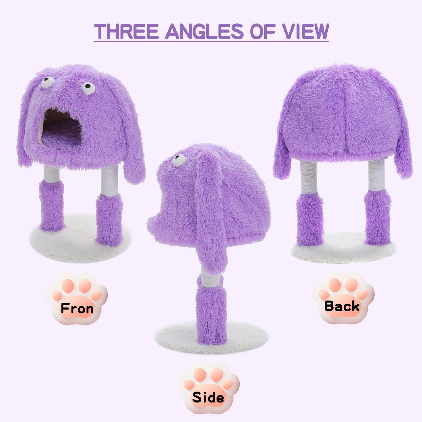2 in 1 Cat Tree with Natural Sisal Scratching Posts, Cute Plush Small Cat Tower, Large Cat Condo for Indoor, Kitten Bed House