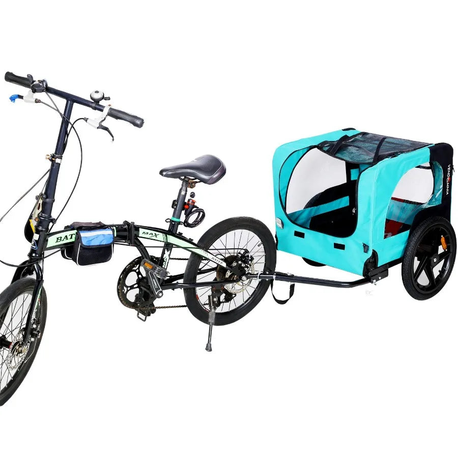 Light Green Foldable Pet Jng Stroller Dog Carriers Bicycle Trailer Pet Dog Cat Bike Trailer