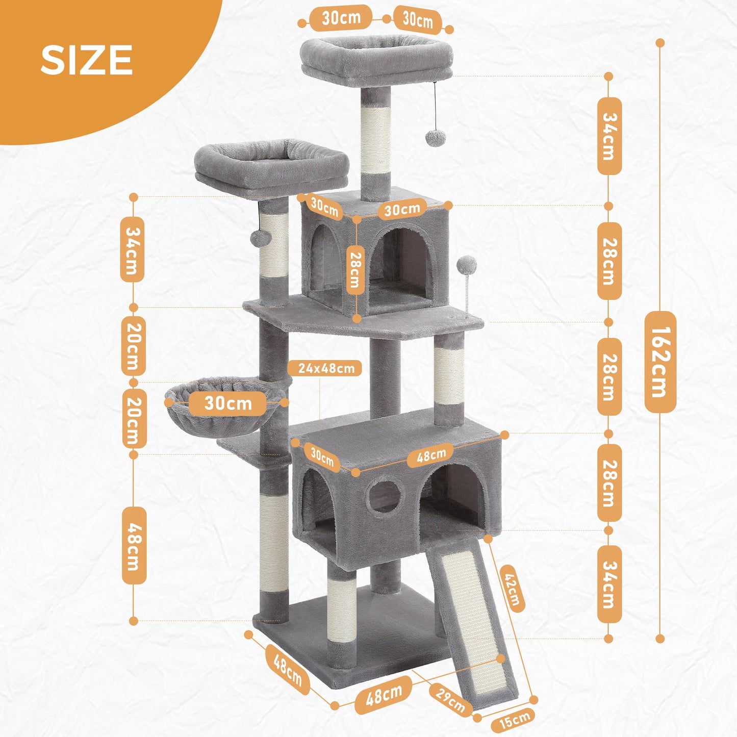 Multi-Level Cat Tree Tower with Sisal Scratching Post&Pad Cozy Hammock Luxury Large Cat Condo for Indoor Cat Toy Cat Accessories
