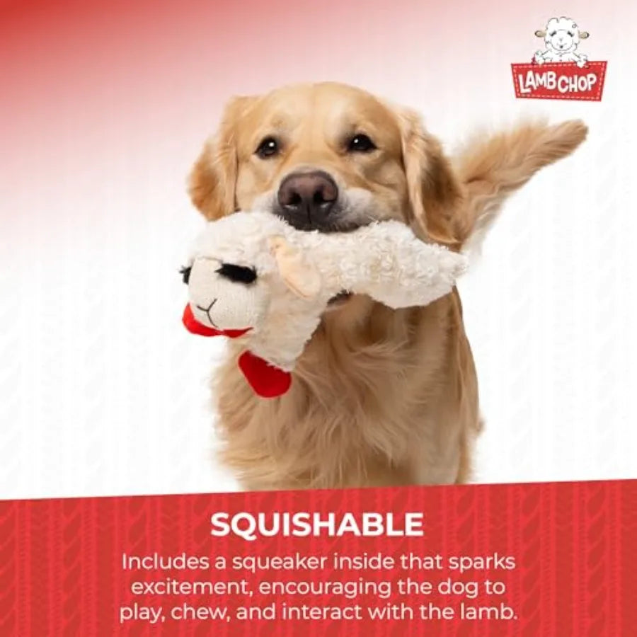 Lamb Chop Dog Plush Toy Squeaky Dog Toy for Small Medium Dogs Extra Soft Plush Dog Toy Stuffed Animal Dog Toy for Cuddling Play
