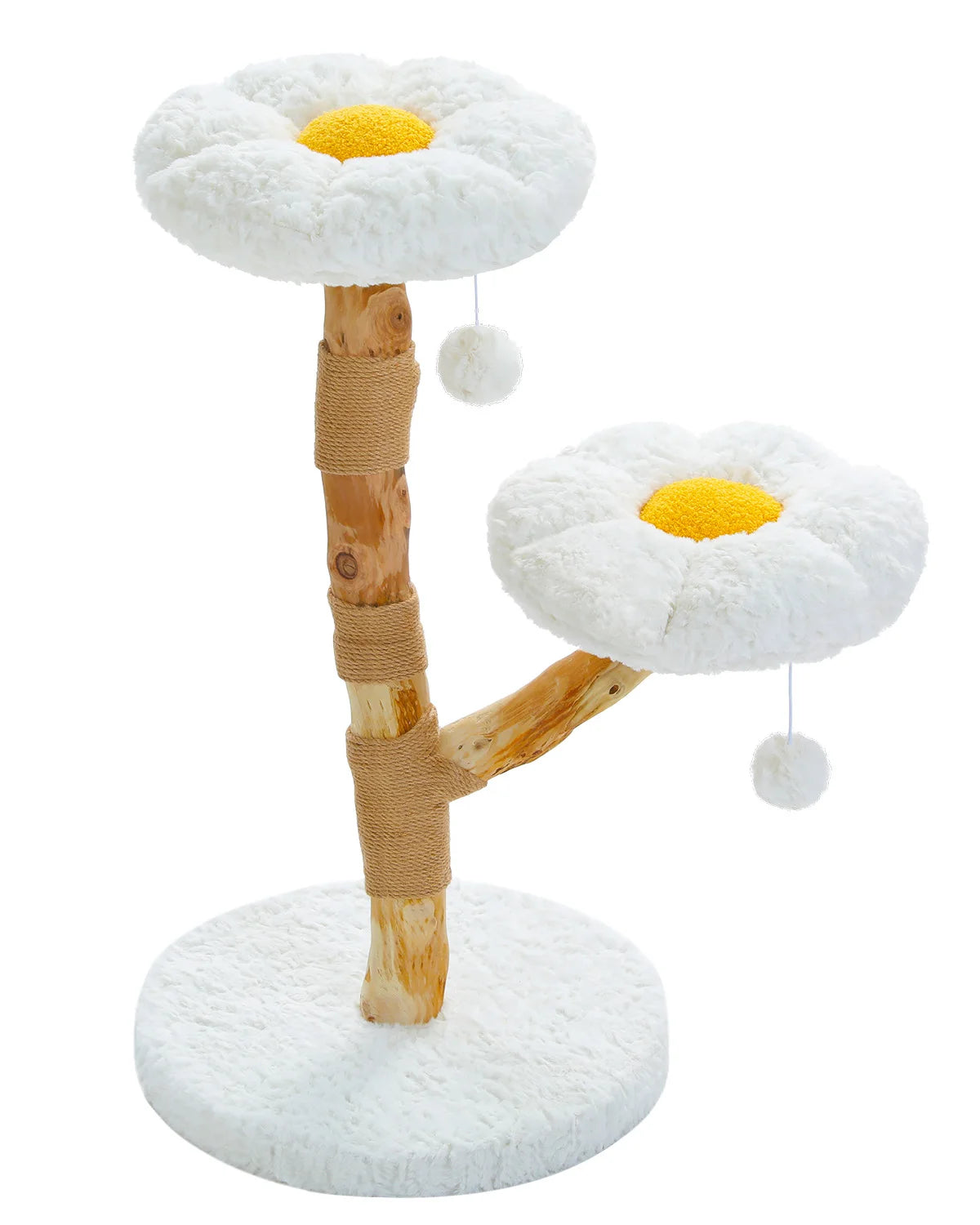 Flower Cat Tree for Indoor Cats Modern Wood Cat Tower with 2 Perches Sisal Scratching Post Scraper for Cat Accessories Cat Toys