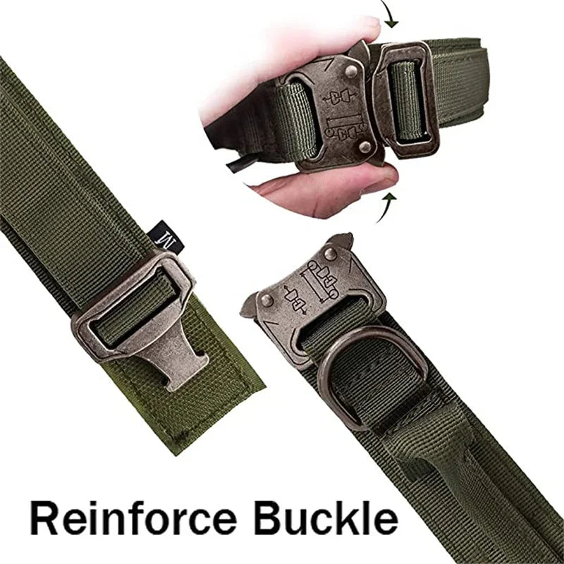 Durable Tactical Dog Collar and Leash Adjustable Military Pet Collar Leash Medium Large Dog German Shepherd Training Accessories