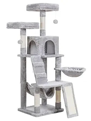 Cat Tree, Cat Tower for Indoor Cats,Multi-Level Cat Furniture Condo for Cats with Padded Plush Perch, Cozy Basket