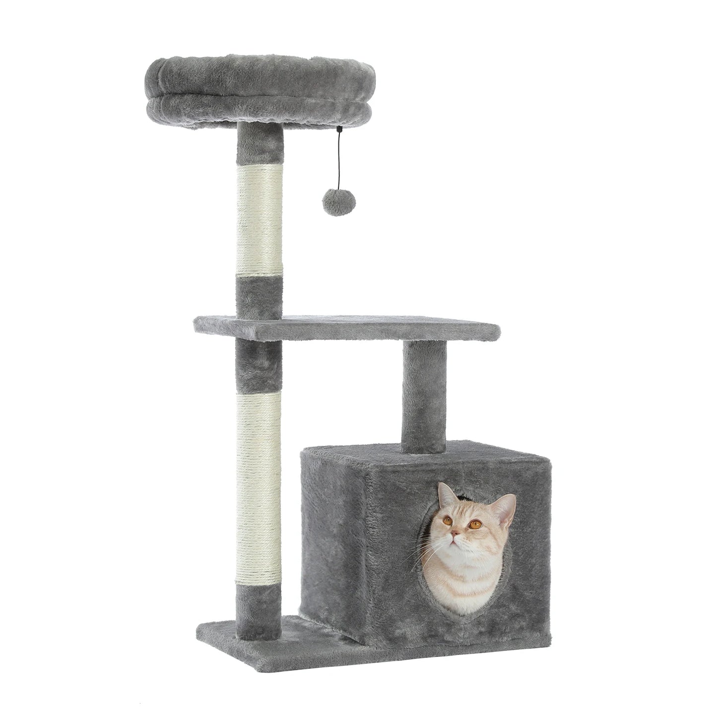 Small Cat Tree with Sisal Scratching Posts, Top Perch, Cozy Condo, Cat Tower for Indoor Cats, Cat Accessories, Scraper for Cats
