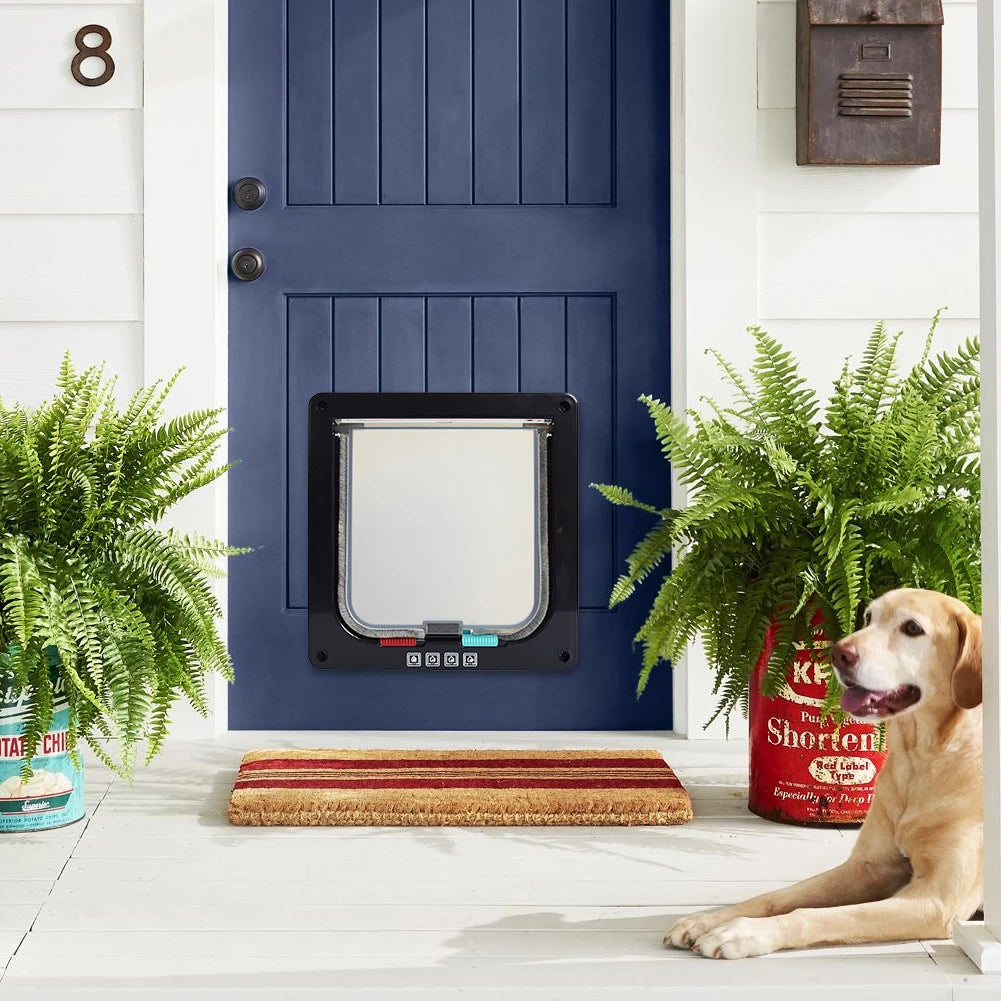 Puppy and Kitten Safety In and Out Pet Door with Four-Way Lock Dog Cat Flap for Small Pets