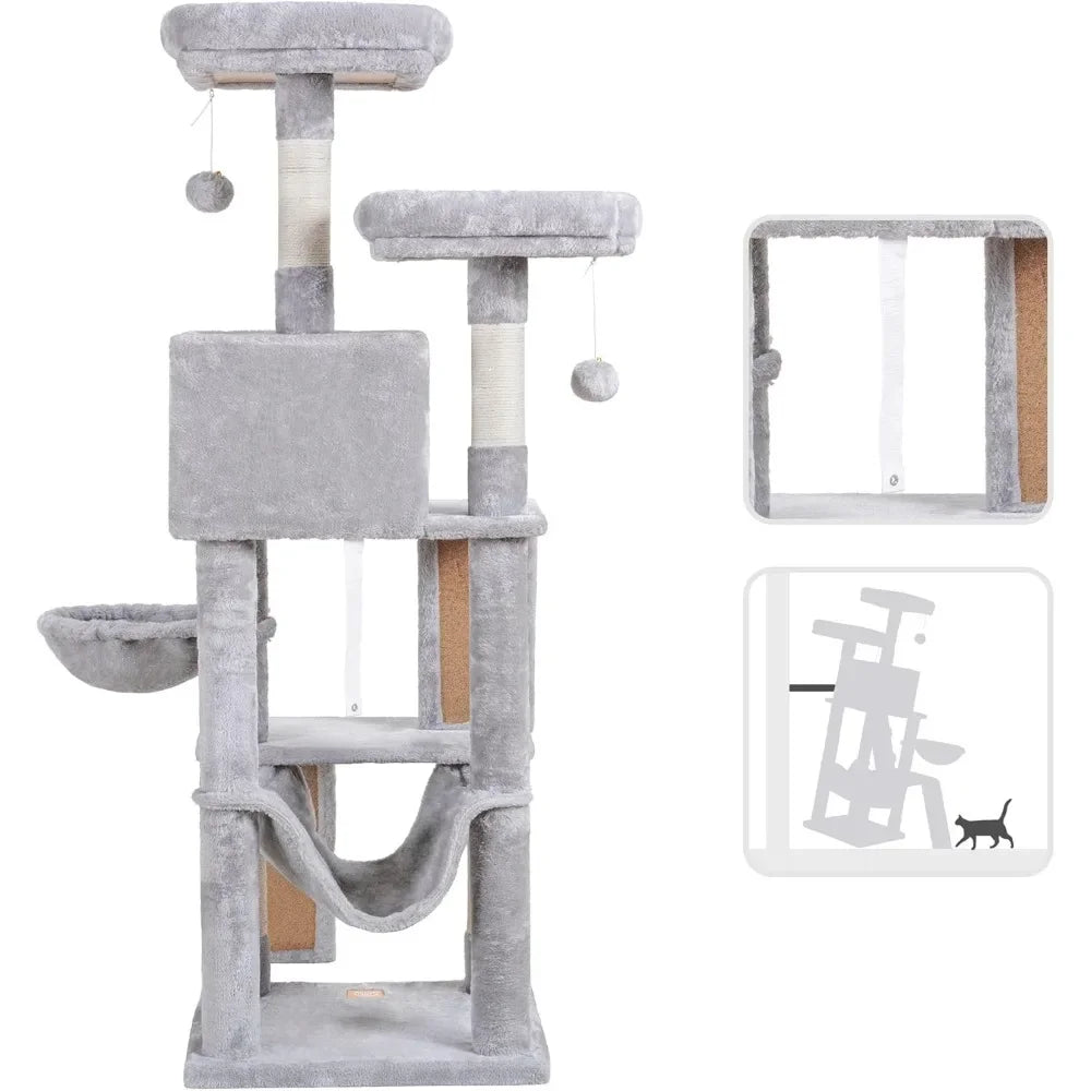 Cat Tree, Cat Tower for Indoor Cats,Multi-Level Cat Furniture Condo for Cats with Padded Plush Perch, Cozy Basket