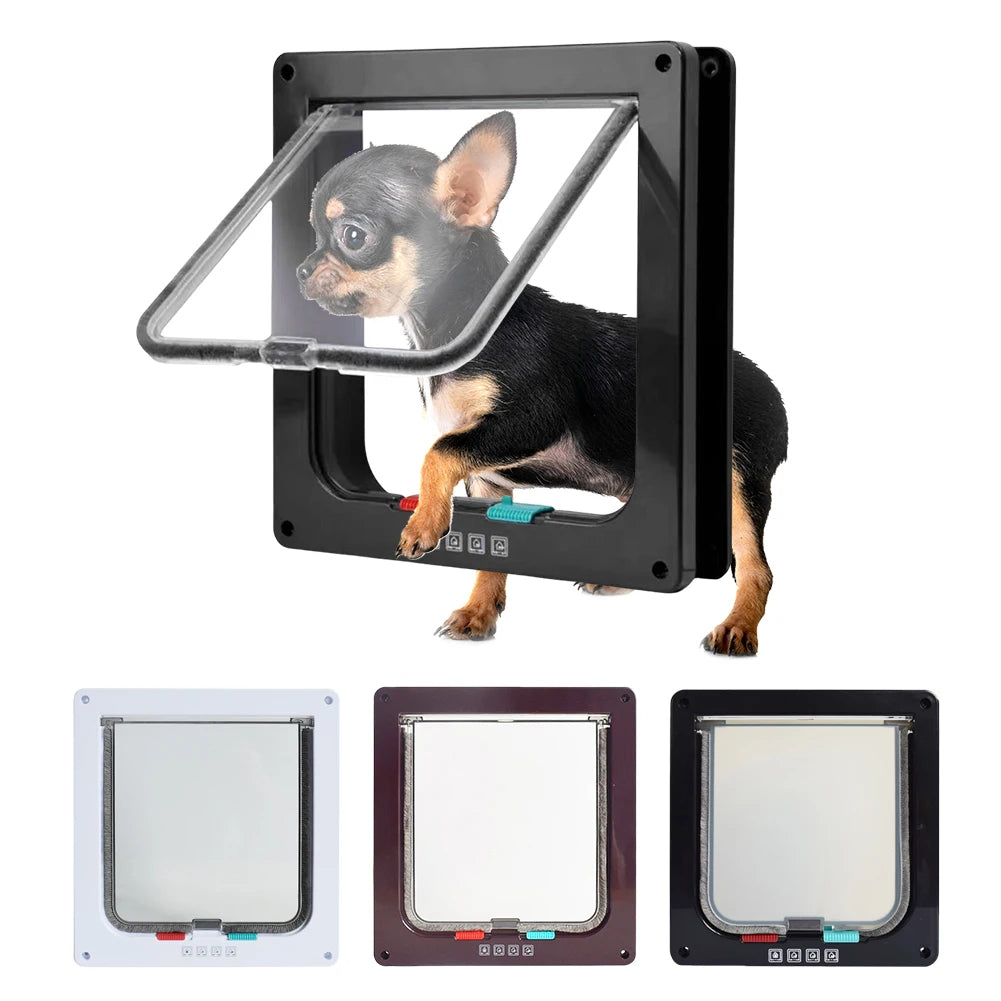 Puppy and Kitten Safety In and Out Pet Door with Four-Way Lock Dog Cat Flap for Small Pets