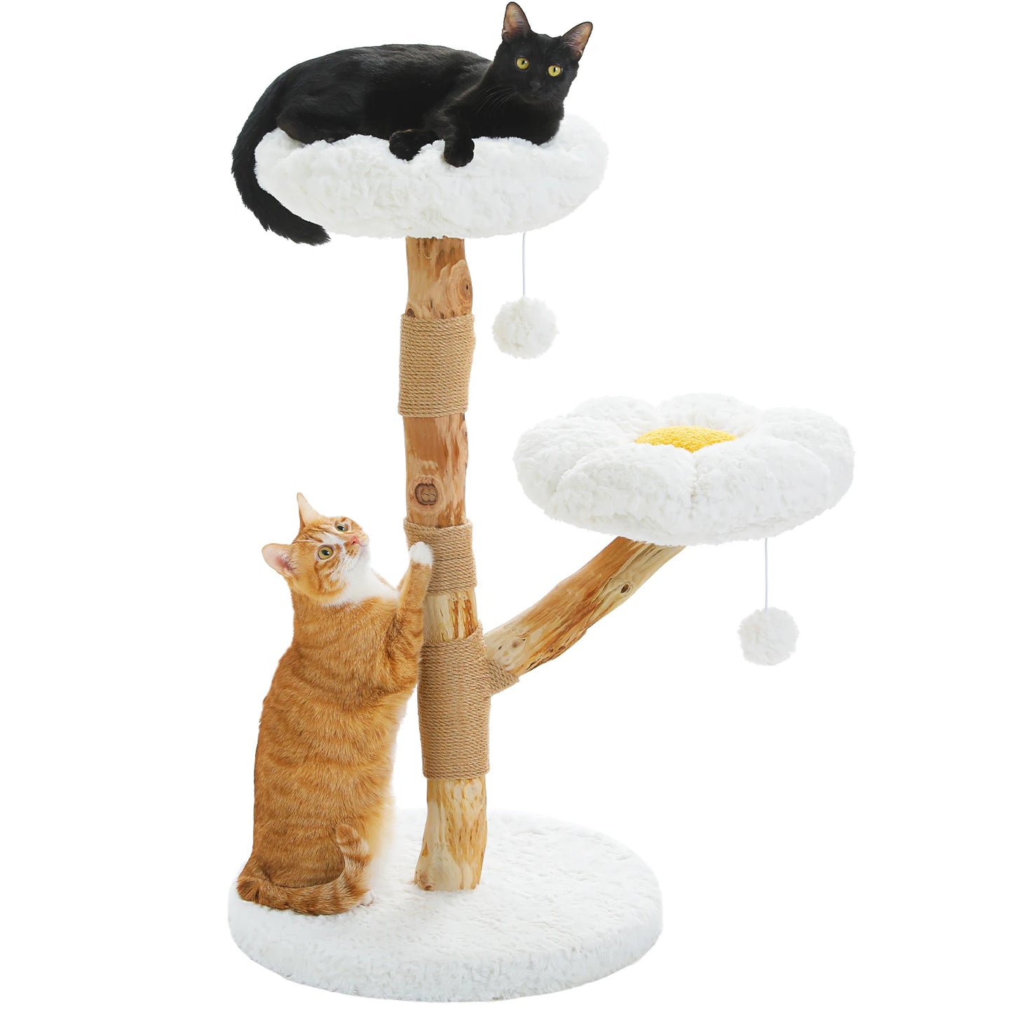 Flower Cat Tree for Indoor Cats Modern Wood Cat Tower with 2 Perches Sisal Scratching Post Scraper for Cat Accessories Cat Toys
