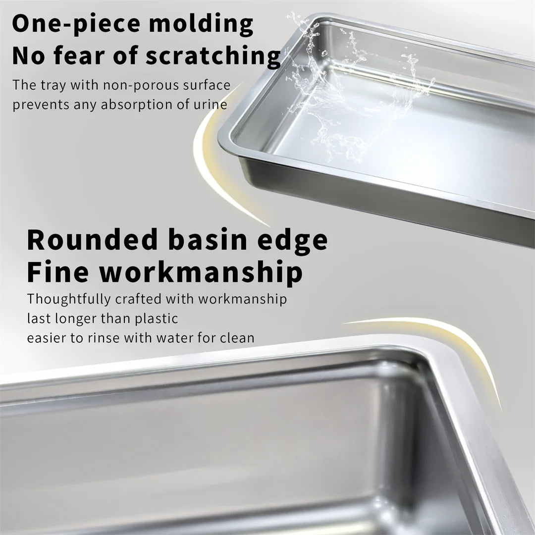 Bingopaw Detachable Enclosed Cat Litter Box with Stainless Steel Pan Front Entry Toilet Box with Litter Scoop for Kittens