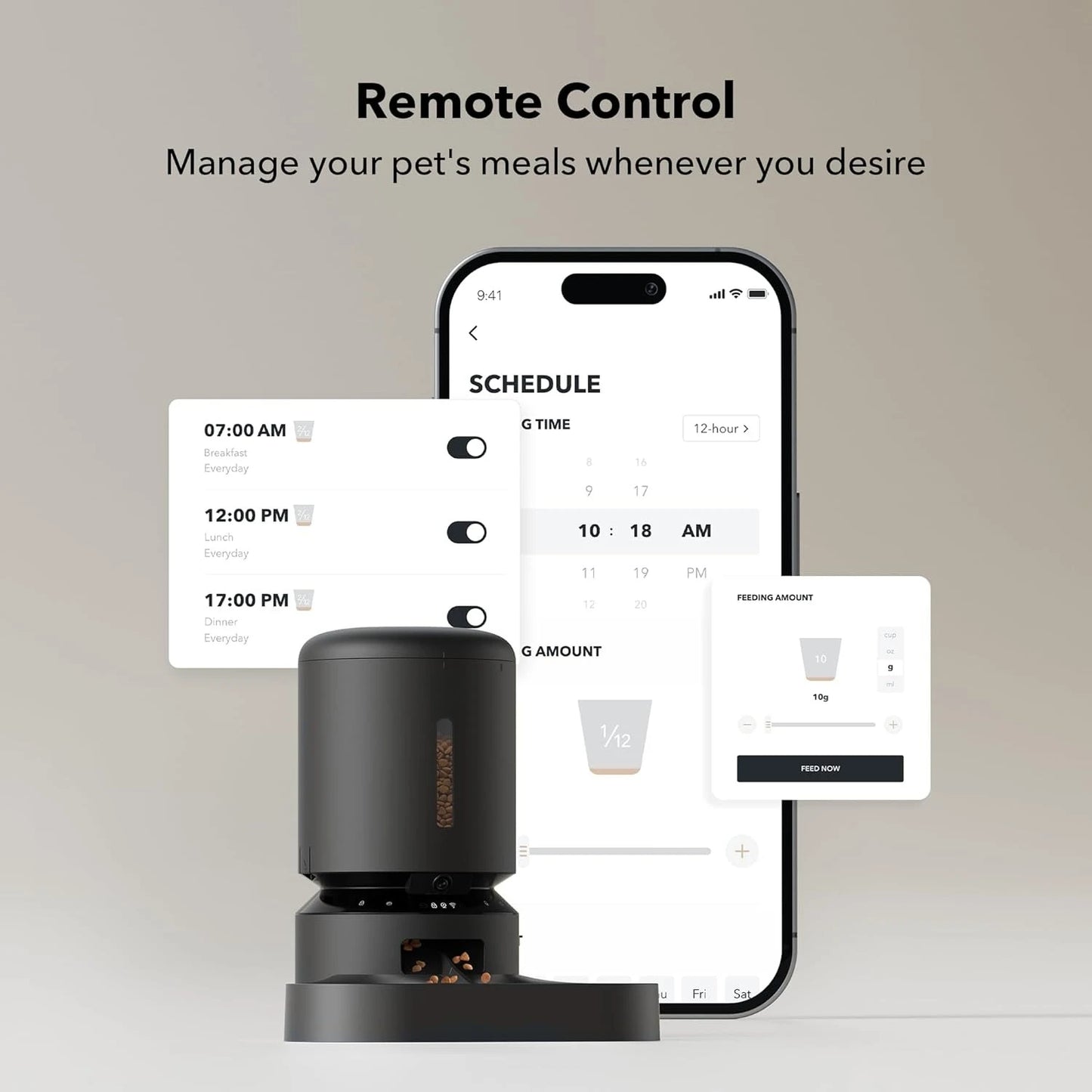 Automatic Cat Feeder with Camera for Two Cats,1080P HD Video with Night Vision, 5G WiFi Pet Feeder with 2-Way Audio,Sound Alerts