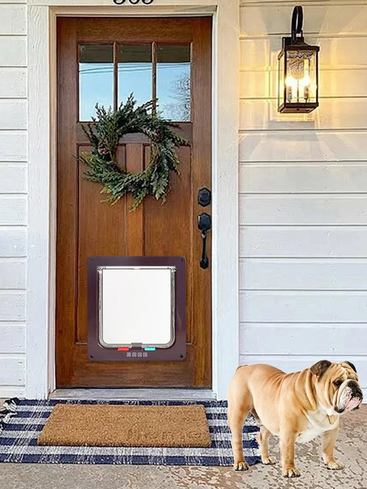 Puppy Kitten Safety In&out Pet Door with 4 Way Security Lock Dog Cat Flap Door Cat Puppy Safety Gate Pet Doors and Sliding Door