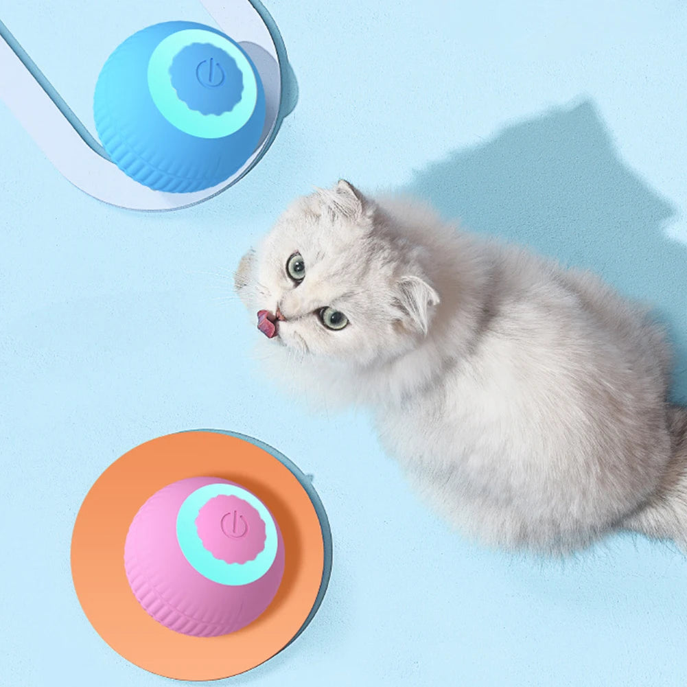 Electric Cat Ball Toys USB Rechargeable Smart Interactive Cat Toy for Cats Training Self-moving Kitten Toys for Indoor Playing