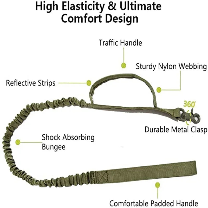 Durable Tactical Dog Collar and Leash Adjustable Military Pet Collar Leash Medium Large Dog German Shepherd Training Accessories