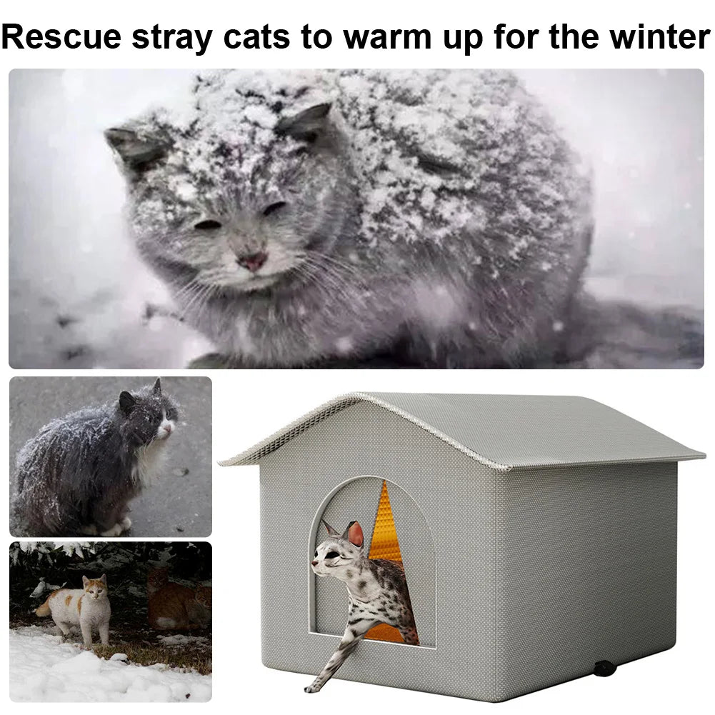 Cat Nest Waterproof Stray Cat House Winter Warm Cat House Weatherproof and Insulated Feral Cat House Cave for Winter Protection