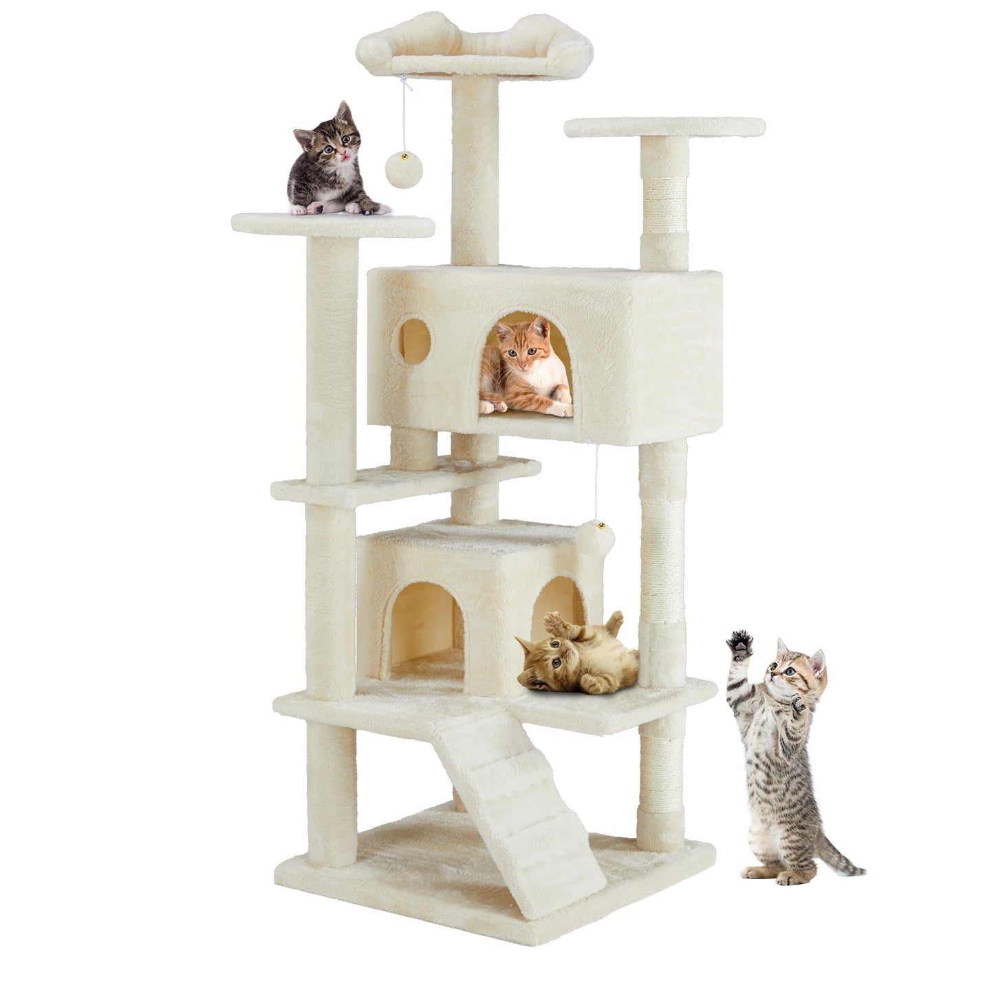 JHK 54in Tall Multi-Level Cat Tree Tower for Indoor Pet Furniture Stable Kitty Play House with Sisal Scratching Post for Home
