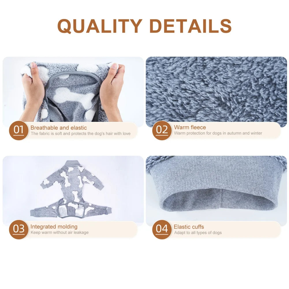 Winter Pet Dog Jumpsuit Clothes Warm Fleece Puppy Dog Pajamas Pet Overalls Costumes For Small Medium Large Dogs French Bulldog