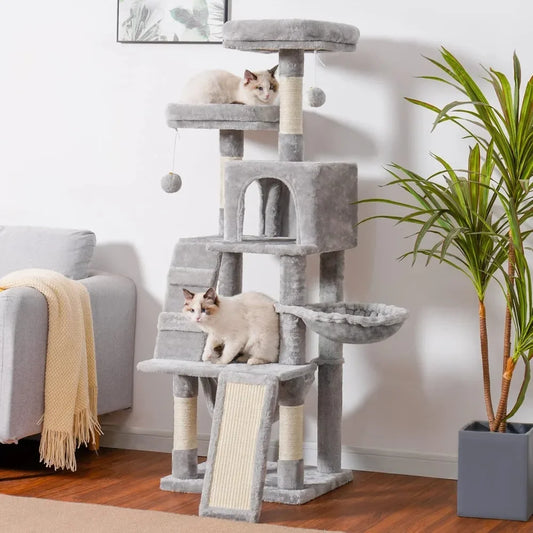 Cat Tree, Cat Tower for Indoor Cats,Multi-Level Cat Furniture Condo for Cats with Padded Plush Perch, Cozy Basket