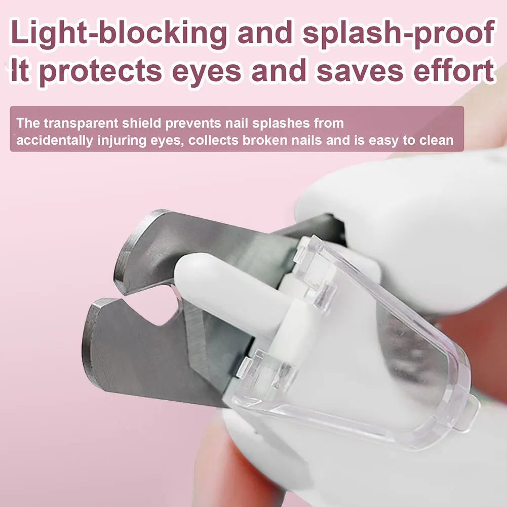 Electric Nail Clippers with LED Paw Nail Trimmer Claw Grooming Scissors (White)