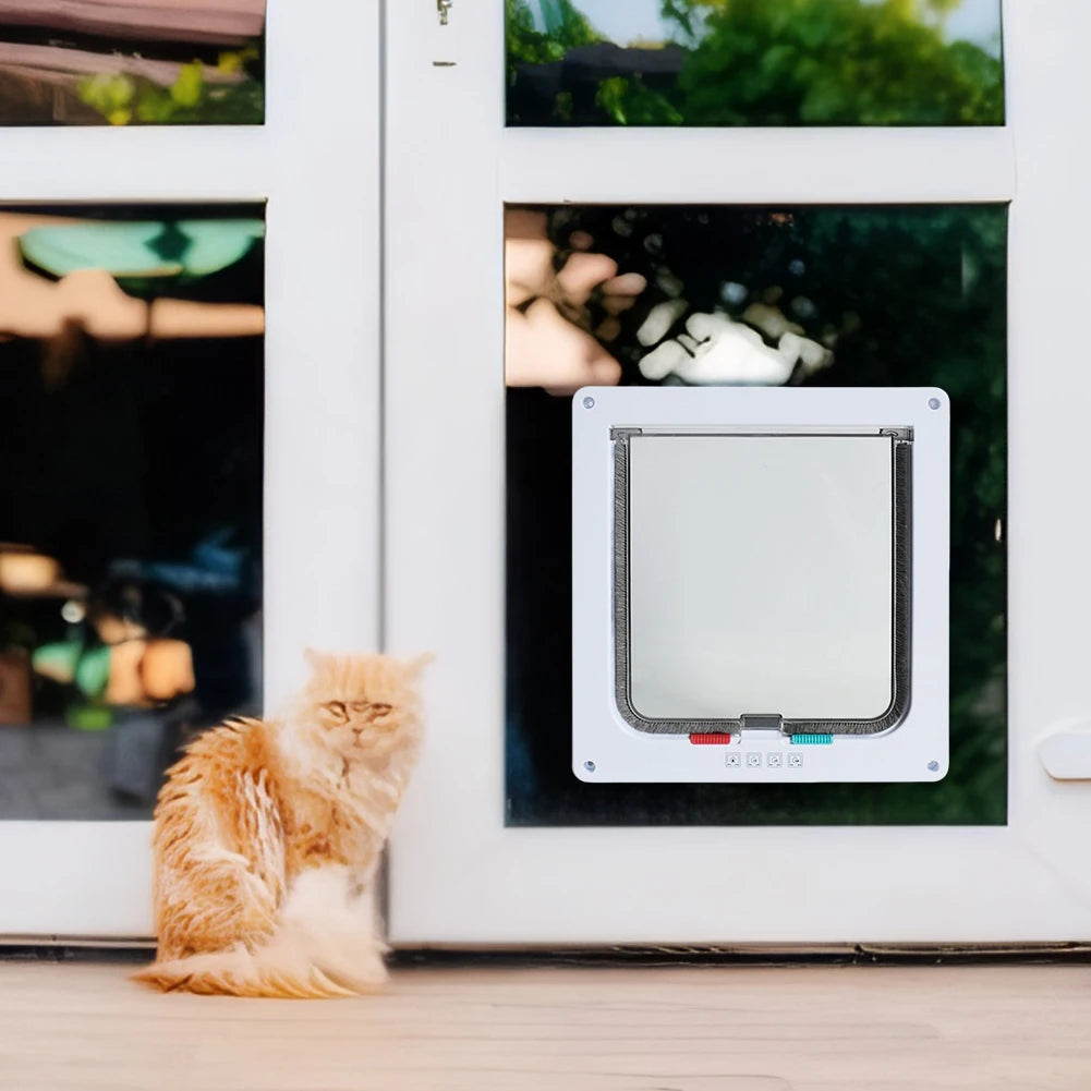 Puppy and Kitten Safety In and Out Pet Door with Four-Way Lock Dog Cat Flap for Small Pets