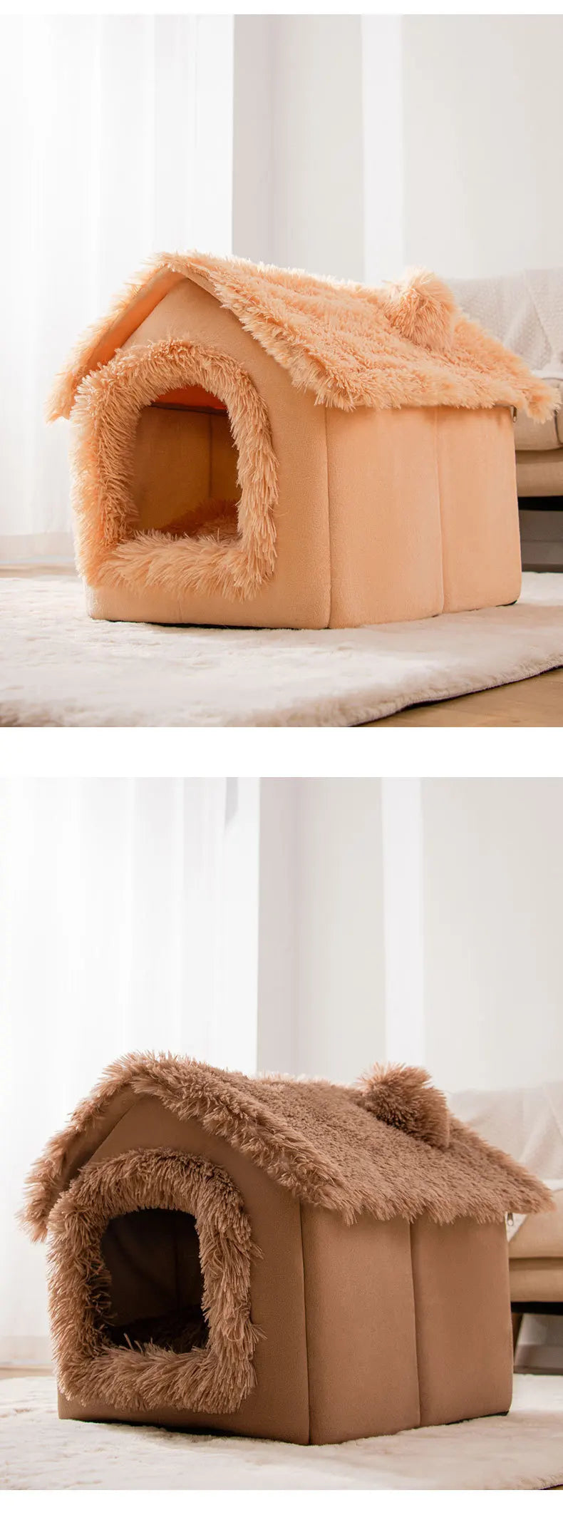 Dog Kennel Indoor Soft Comfortable Puppy House Removable Small Dog Bed Cave Winter Warm Pet Sleeping Mat Portable