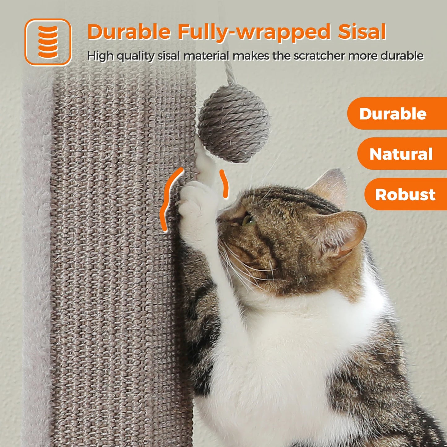 80CM Cat Scratching Post for Indoor Cat Scratcher with Nature Sisal Ball Tall Scratching Post for Large Cats Kitten Pet Toys
