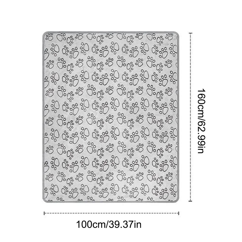 Washable Pet Blanket Flannel Dog Blanket Paw Print for Dog Cat Soft Warm Blanket for Sofa Bed Car Seat