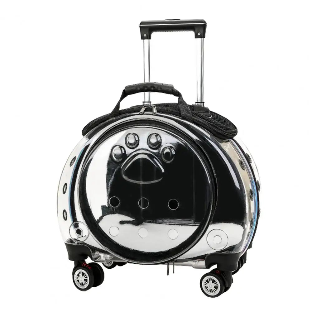 Pet Trolley Case Clear Ventilation Holes Silent Wheels Convenient Portable Cats Dogs Backpack Clear Window Pet Trolley Case