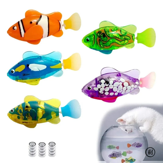 Cat Toy LED Inductive Interactive Swimming Robot Fish Toys Glowing Electric Fishs Stimulate Kitten Hunting Instinct Pet Products