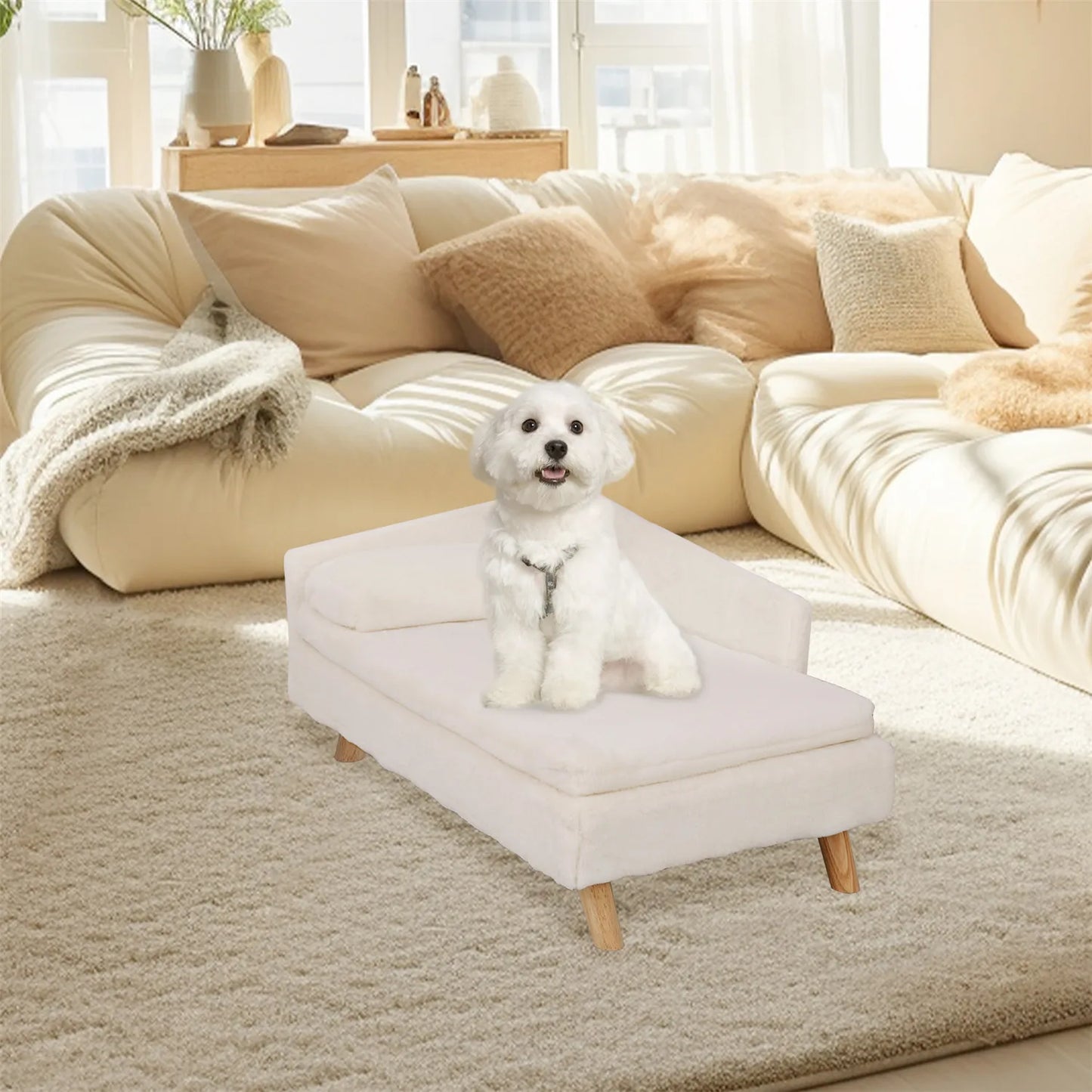 Waterproof Pet Sofa Dog Cat Bed Couch Raised Chair Lounger Plush Cover Cushion