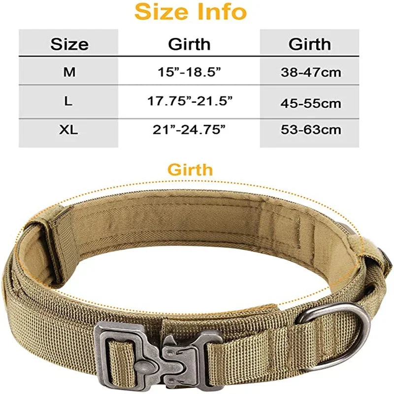 Durable Tactical Dog Collar and Leash Adjustable Military Pet Collar Leash Medium Large Dog German Shepherd Training Accessories