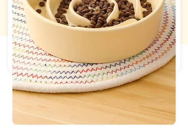 Ceramic Pet Cat Dog Bowl Small and Medium-Sized Dogs Dog Puppy Slow Feeding Anti-Choke Slow Food Bowl Anti-Tumble Eating Bowl