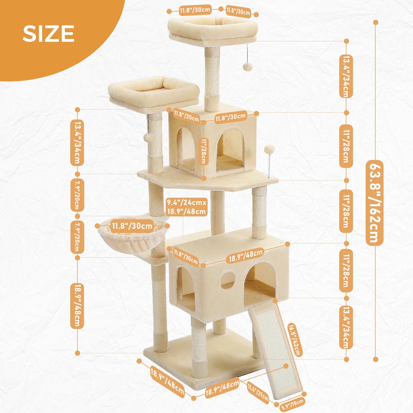 Multi-Level Cat Tree Tower with Sisal Scratching Post&Pad Cozy Hammock Luxury Large Cat Condo for Indoor Cat Toy Cat Accessories