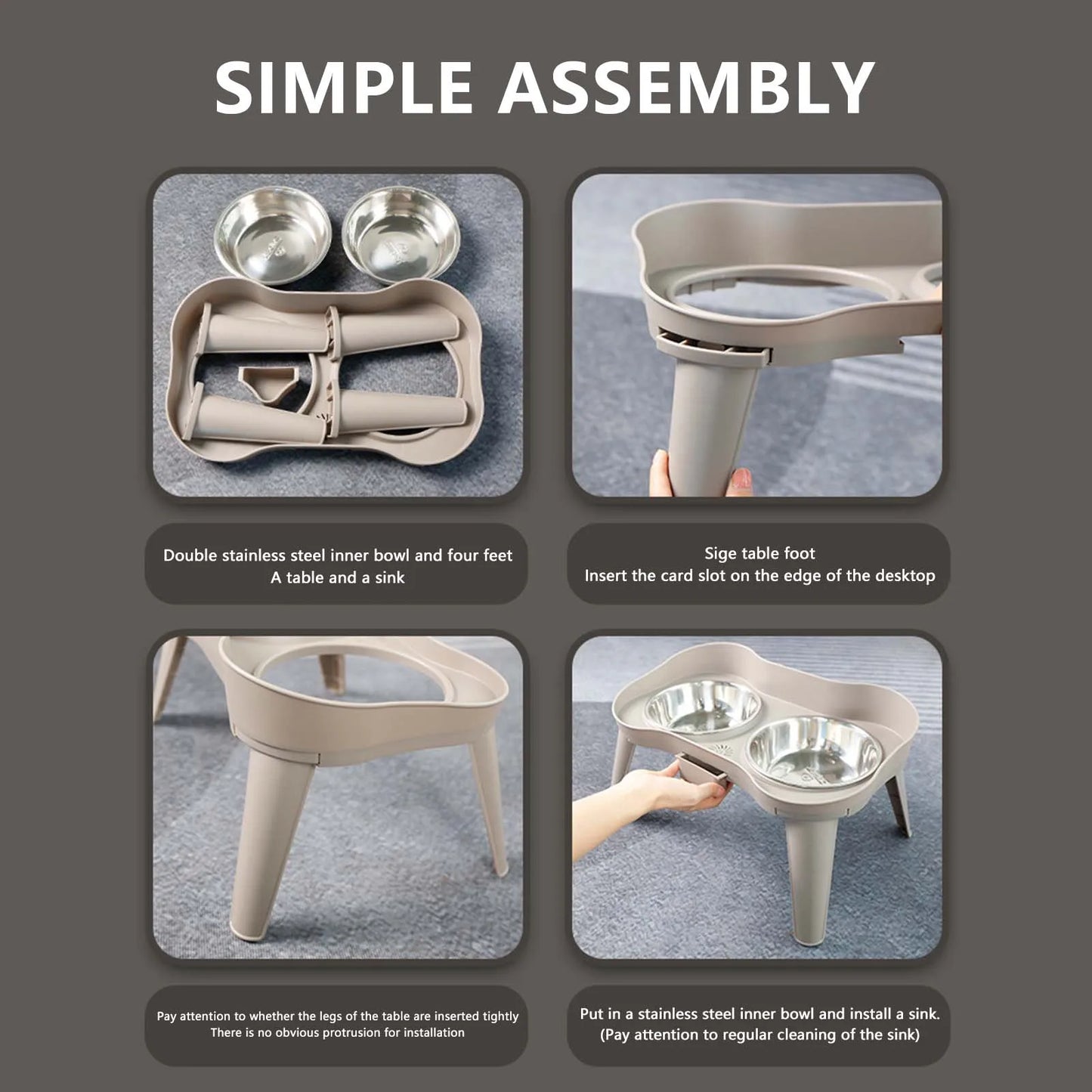 Stainless Steel Elevated Pet Bowl for Dogs and Cats Anti-Slip Raised Food Dish with Non-Skid Base High Sided Pet Feeder