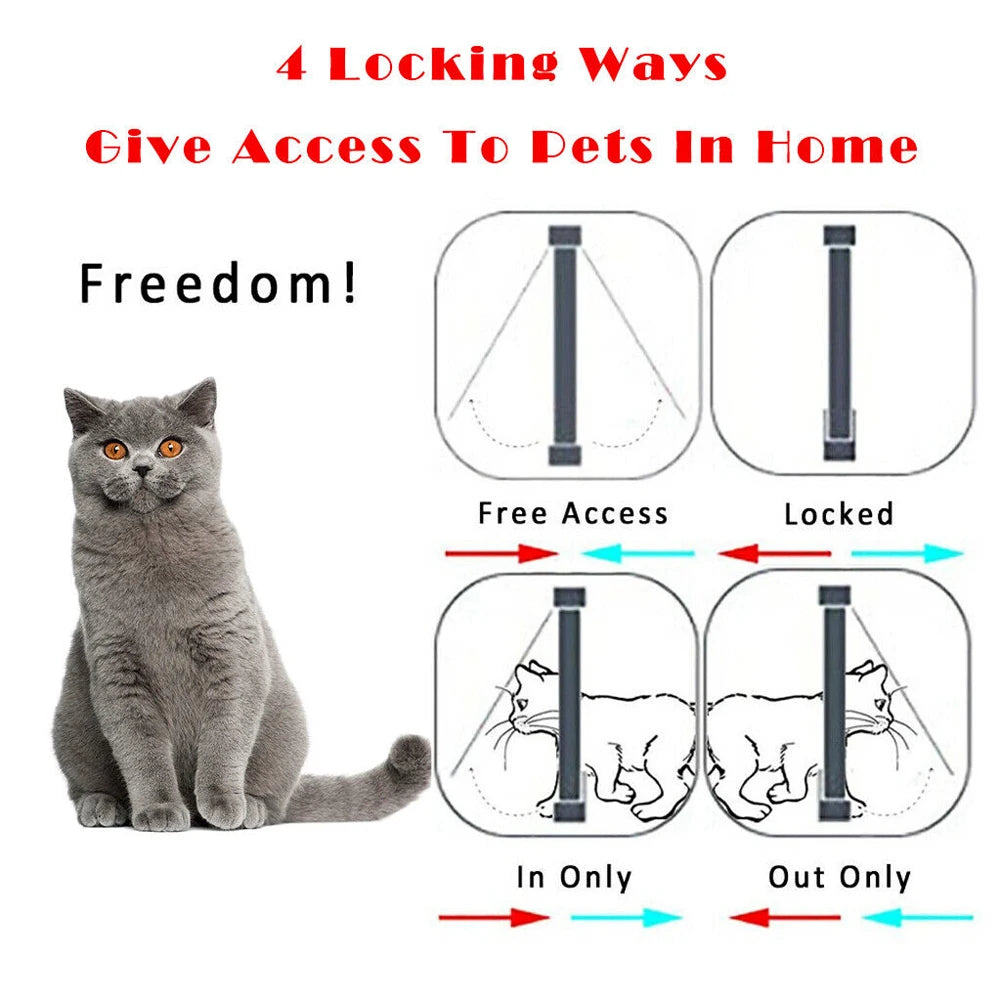 Puppy Kitten Safety In&out Pet Door with 4 Way Security Lock Dog Cat Flap Door Cat Puppy Safety Gate Pet Doors and Sliding Door