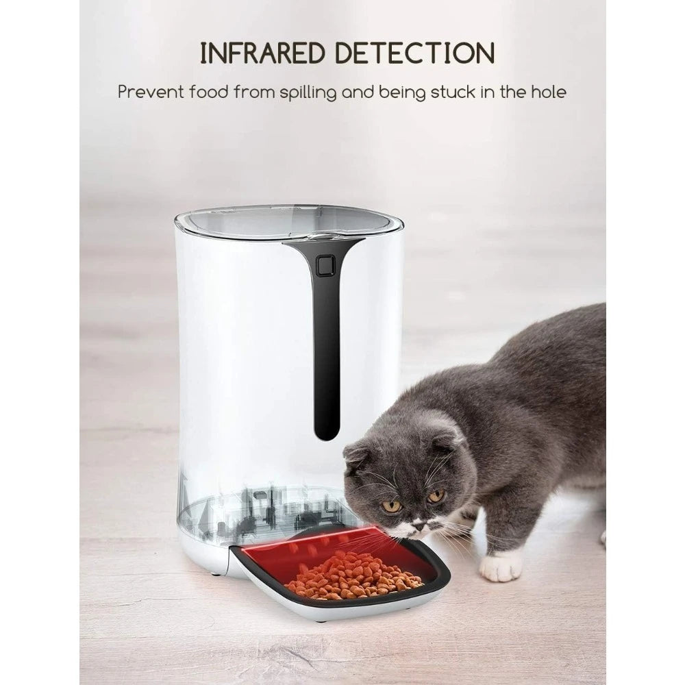 Automatic Cat Feeder, Distribution Alarms, Portion Control, Voice Recorder and Programmable Timer for up to 4 Meals per Day