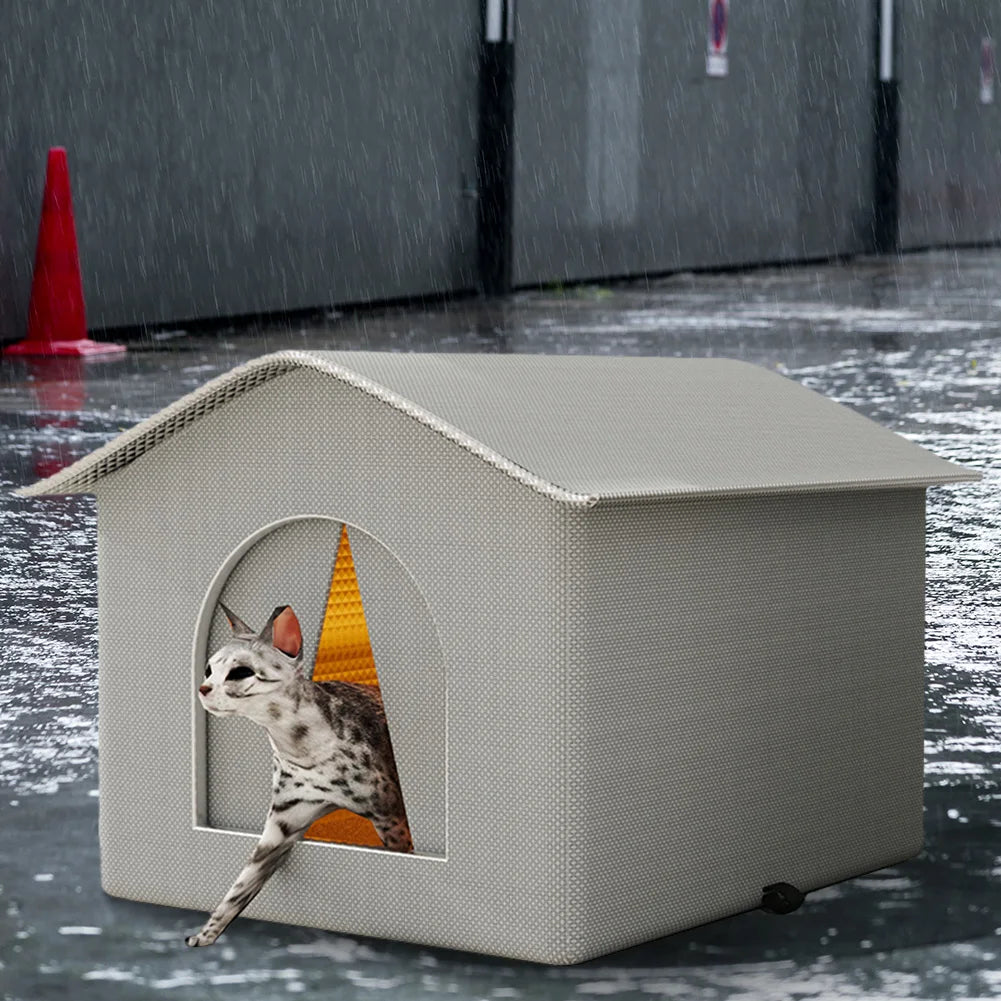 Cat Nest Waterproof Stray Cat House Winter Warm Cat House Weatherproof and Insulated Feral Cat House Cave for Winter Protection