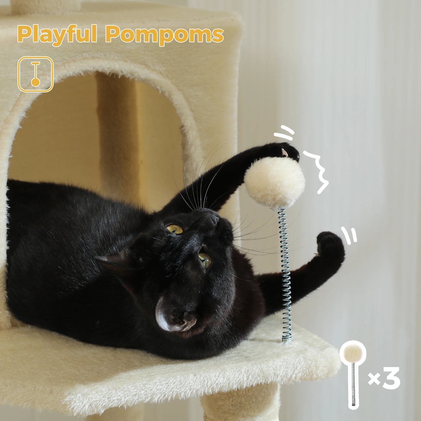 Multi-Level Cat Tree Tower with Sisal Scratching Post&Pad Cozy Hammock Luxury Large Cat Condo for Indoor Cat Toy Cat Accessories
