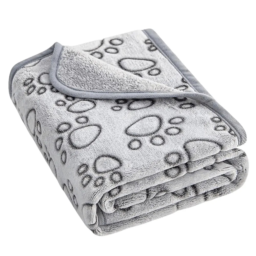 Washable Pet Blanket Flannel Dog Blanket Paw Print for Dog Cat Soft Warm Blanket for Sofa Bed Car Seat