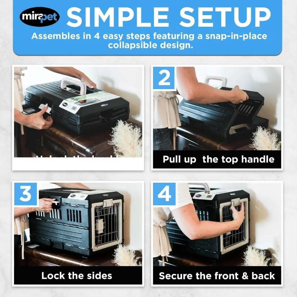 USA Pet Carrier & Crate 26" - Premium Collapsible Design for Medium Cats and Dogs - Portable Kennel for Indoor/Outdoor Use