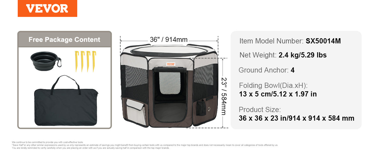 VEVOR Portable Foldable Pet Playpen Tent Crate Kennel Waterproof Puppy Shelter for Dog Cat Cages Indoor Outdoor Travel Camping